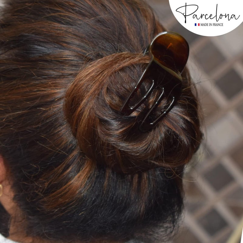 Parcelona French Simply Bear Paw Medium 3â€ Celluloid Non Slip Side Slide In Jaw Yoga for Fine Hair Fashion Durable Styling Women Hair Accessories Claw Clip for Girls, Made in France(Tortoise Shell) - Image 4